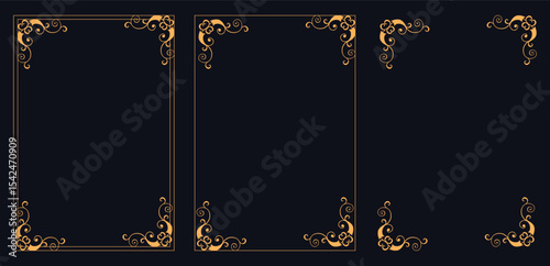 Corner frame, Set of vintage frames.Filigree frame corners. frame floral border template, wood frame border design.