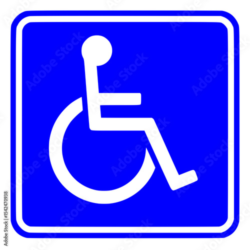 Blue and white isolated wheelchair accessibility sign