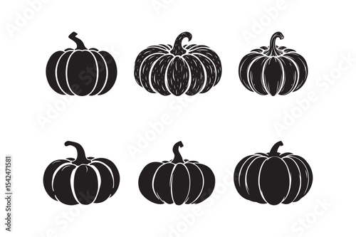 Pumpkin Silhouette Vector Set for Fall and Halloween Design