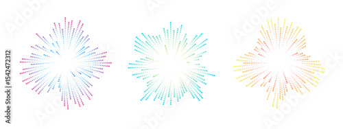 Three colorful soundwave circles radiate outward. Each circle features vibrant lines in various hues, symbolizing music and sound waves. Vector.
