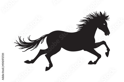 Running Horse Silhouette Clipart Wild Galloping Animal Vector Art