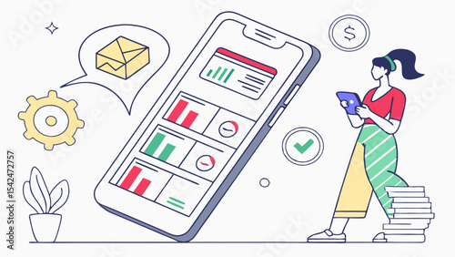 Mobile app analytics dashboard for business performance and financial data tracking and management tool