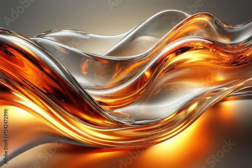 Abstract golden waves of liquid metal flowing seamlessly, reflecting light and creating a captivating, fluid, and luxurious visual experience.