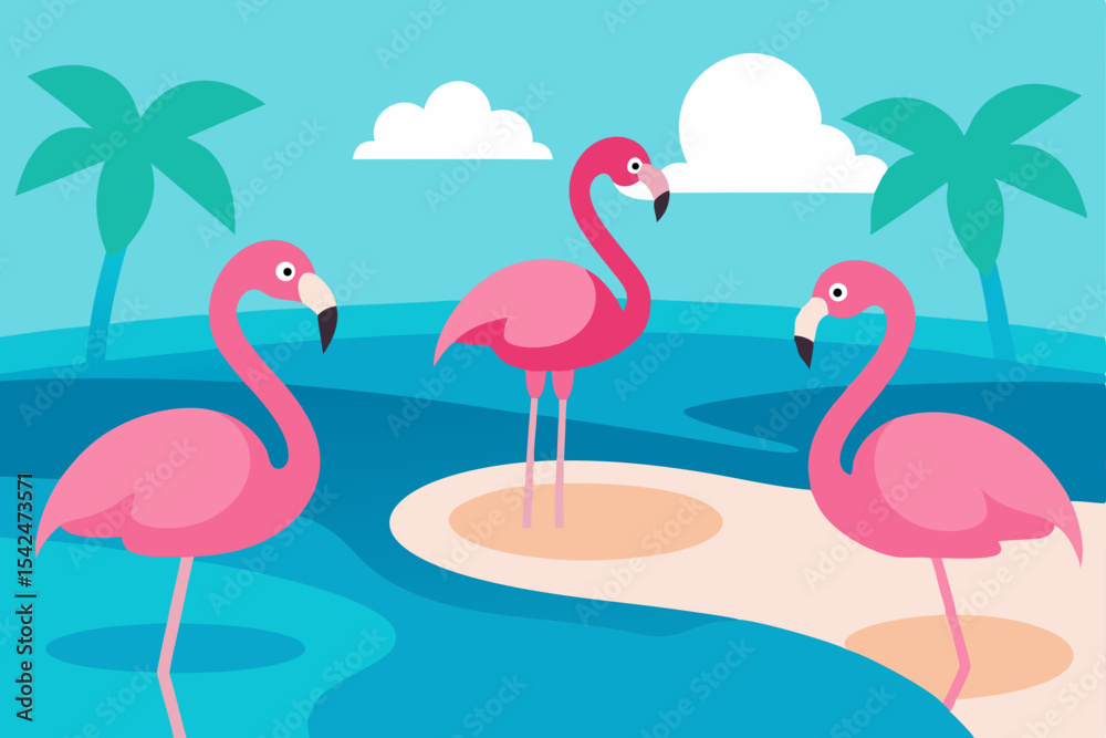 Obraz premium pink flamingos in water