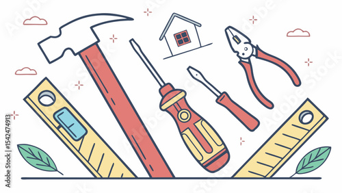 Handyman tools and home repair equipment for diy projects and construction work vector illustration