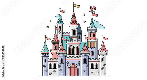 Whimsical Castle Illustration a Journey Through Pixelated Dreams Fantasy and Childhood Memories
