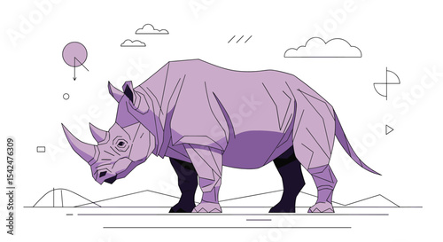 Magnificent Rhinoceros Stands Guard in the African Savannah Under the Heat of the Sun