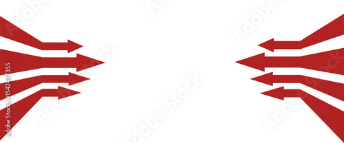 The red arrows are moving towards each other, moving towards the target