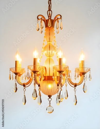 Decorative antique chandelier lighting with crystal drops and shine high resolution photo