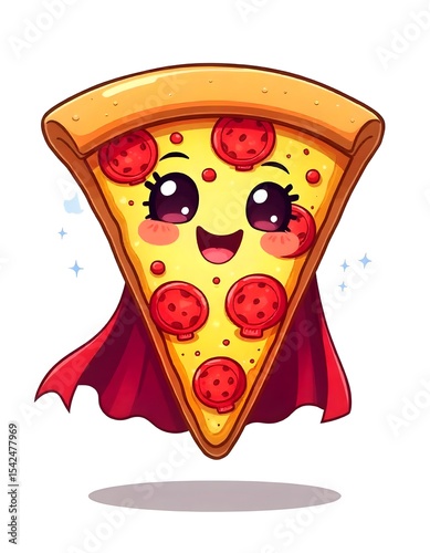 Playful food mascot pizza slice with bold expression high resolution image