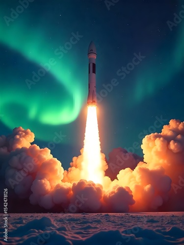 Space rocket blast off at night with fiery clouds high resolution picture