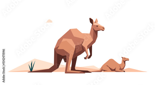 The Enchanting Dance of Kangaroos and Camels in the Vast Australian Outback Landscape