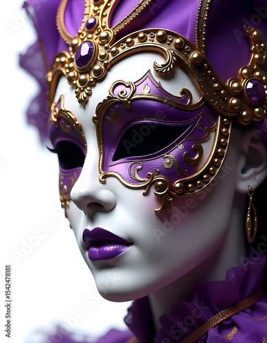 Venetian style mask featuring rich gold and gemstone design high resolution photo