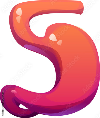 Hospital font typeset, stomach organ digit 5 five. Hospital human anatomy math typeface number, healthcare cartoon vector typeface digit. Medicine ABC type numeral symbol or alphabet font figure