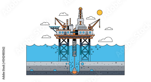 The Structure of Offshore Oil Rigs and the Process of Extracting Petroleum