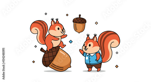 The Whimsical Adventures of Two Squirrels Finding a Giant Acorn in the Forest