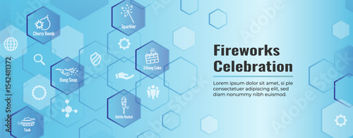 Fireworks and Independence Day Icon Set Web Header Banner
