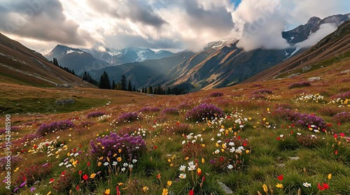 Vibrant Mountain Valley - Wildflower Meadow Landscape