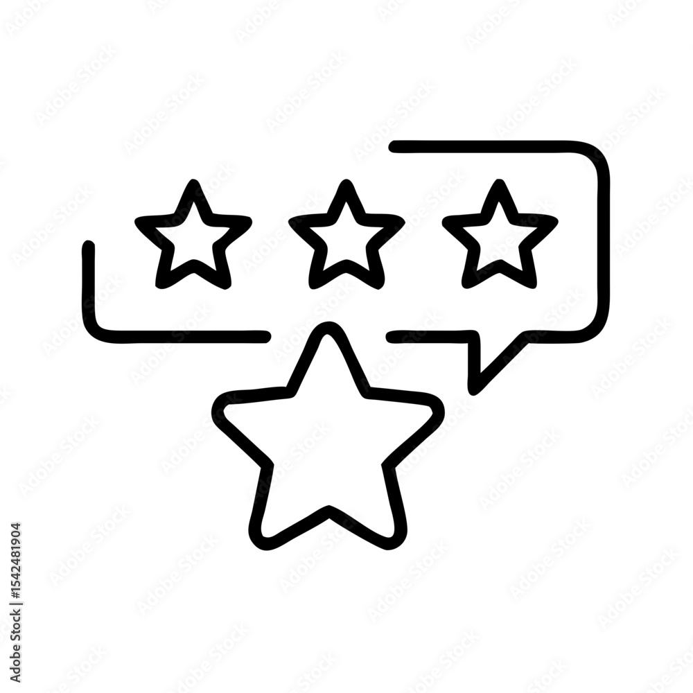 Obraz premium Review stars and speech bubble in minimalist line art style 