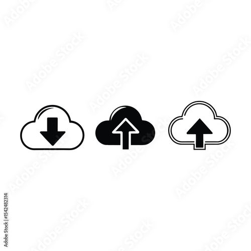 Cloud Computing Icons Download and Upload Symbols for Web and App Design