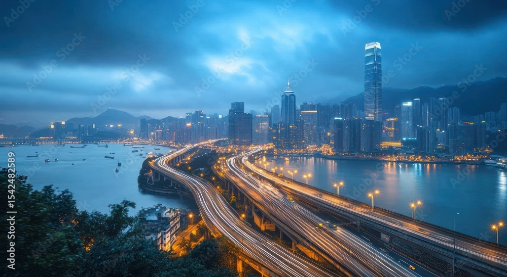 Fototapeta premium Hong Kong cityscape at twilight