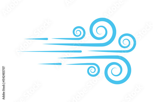 Blue Wind Breeze Icon Vector Air Flow Weather Nature Element Symbol