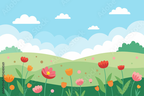 spring landscape with flowers