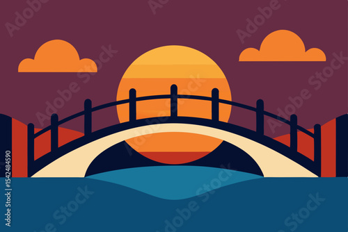 bridge over the river at sunset