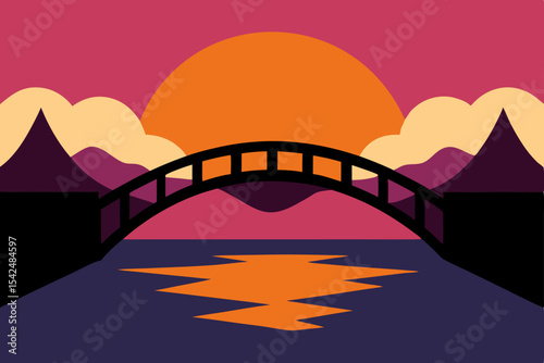 bridge over the river at sunset
