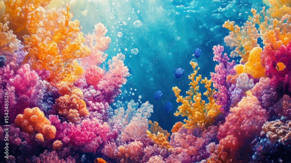 Naklejka premium Vibrant coral reef teeming with life