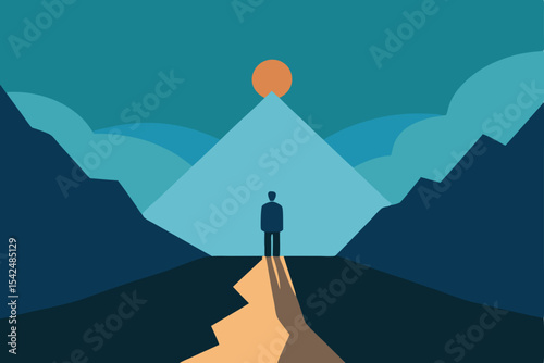 businessman on the top of the mountain