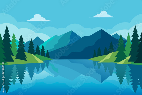 landscape with mountains and lake