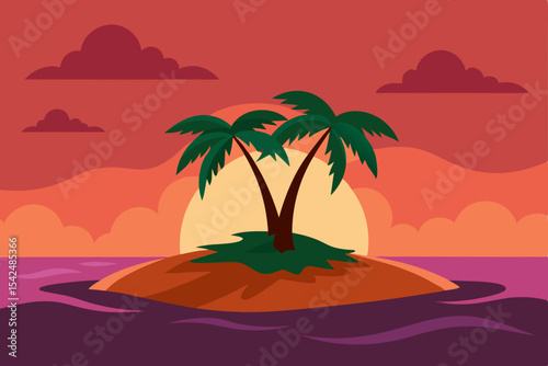 tropical island with palm trees