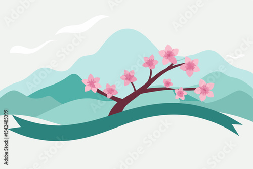 cherry blossom in the mountains
