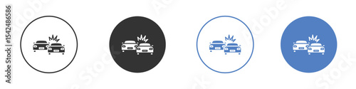Accident icon collection for app in black and blue colors