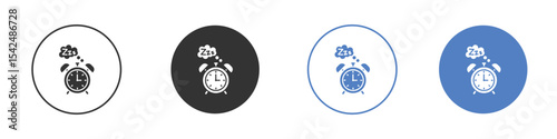 Alarm snooze icon collection for app in black and blue colors