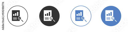 Analytics report icon collection for app in black and blue colors