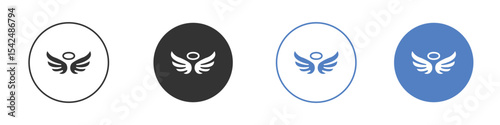 Angel icon collection for app in black and blue colors