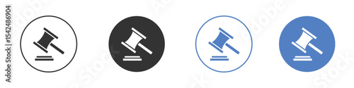 Auction icon collection for app in black and blue colors