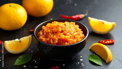 Yuzu Kosho. A paste made from yuzu zest, chili peppers, and salt. It’s often used as a condiment to add a spicy, citrusy kick to dishes like grilled meats and sashimi.