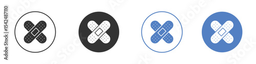 Band aid icon collection for app in black and blue colors