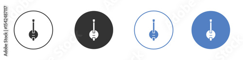 Banjo icon collection for app in black and blue colors