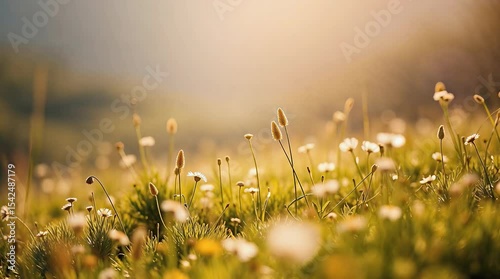 Wild Grasses and Flowers - Warm Sunlight Background