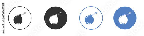 Bomb icon collection for app in black and blue colors
