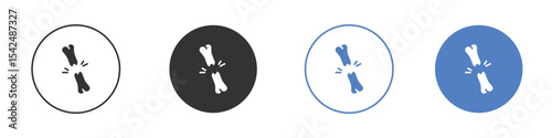 Bone break icon collection for app in black and blue colors