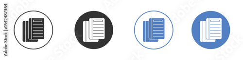 Book copy icon collection for app in black and blue colors