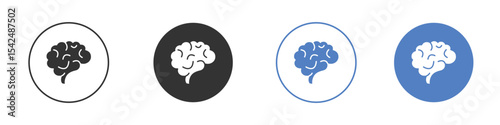Brain icon collection for app in black and blue colors