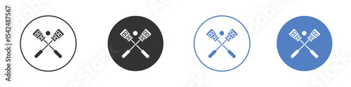 Broom-ball icon collection for app in black and blue colors
