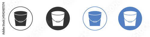 Bucket icon collection for app in black and blue colors