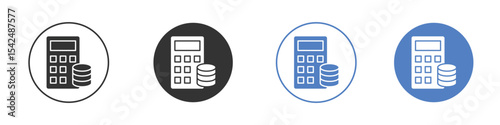 Budget icon collection for app in black and blue colors